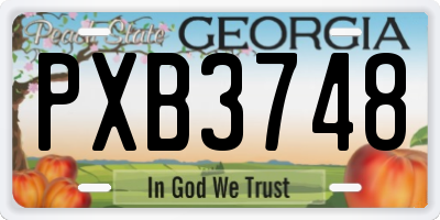 GA license plate PXB3748
