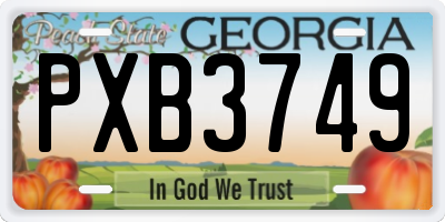 GA license plate PXB3749