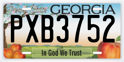 GA license plate PXB3752