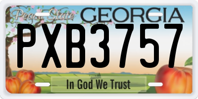 GA license plate PXB3757