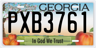 GA license plate PXB3761
