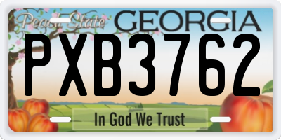 GA license plate PXB3762