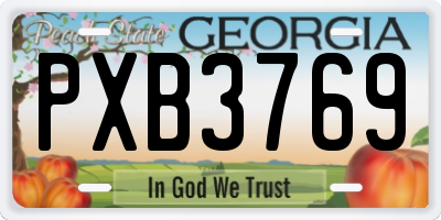 GA license plate PXB3769