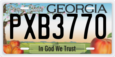 GA license plate PXB3770