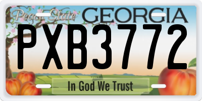 GA license plate PXB3772