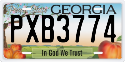GA license plate PXB3774