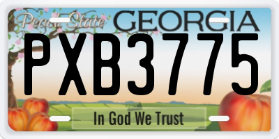 GA license plate PXB3775
