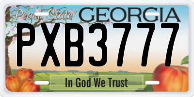 GA license plate PXB3777