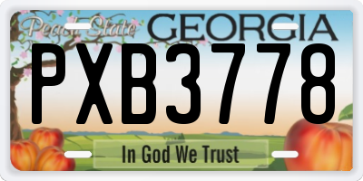 GA license plate PXB3778