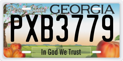 GA license plate PXB3779