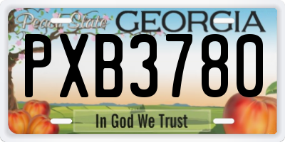GA license plate PXB3780