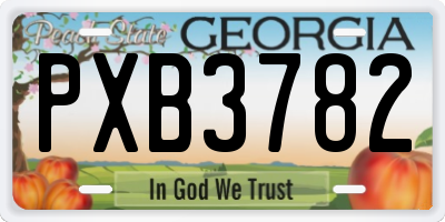 GA license plate PXB3782