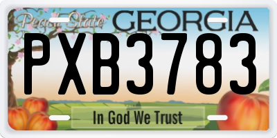 GA license plate PXB3783