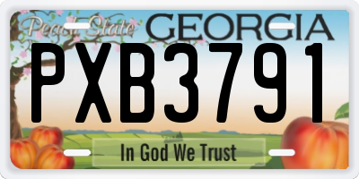 GA license plate PXB3791
