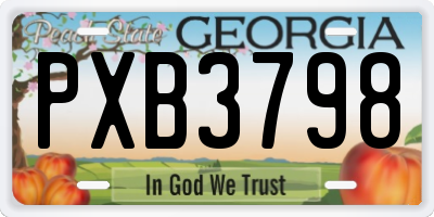 GA license plate PXB3798