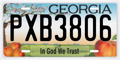 GA license plate PXB3806