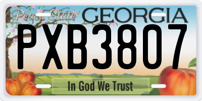 GA license plate PXB3807