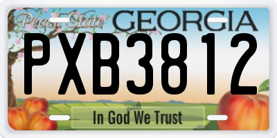 GA license plate PXB3812