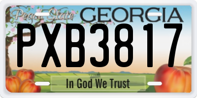 GA license plate PXB3817