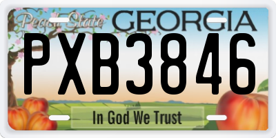 GA license plate PXB3846