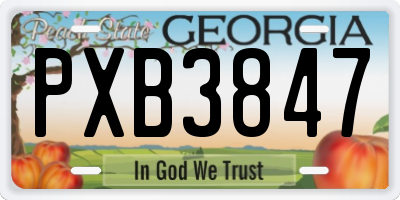 GA license plate PXB3847
