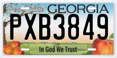 GA license plate PXB3849