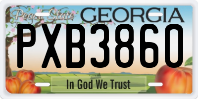 GA license plate PXB3860