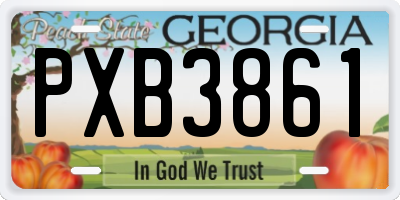 GA license plate PXB3861