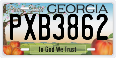 GA license plate PXB3862