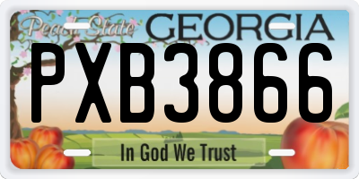 GA license plate PXB3866