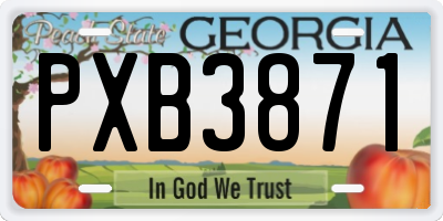 GA license plate PXB3871