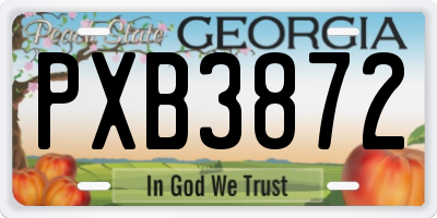 GA license plate PXB3872