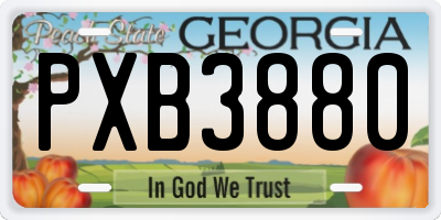 GA license plate PXB3880