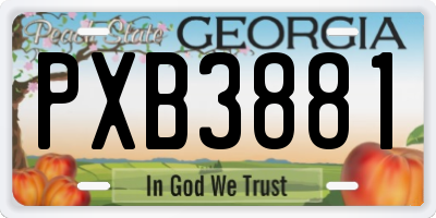 GA license plate PXB3881