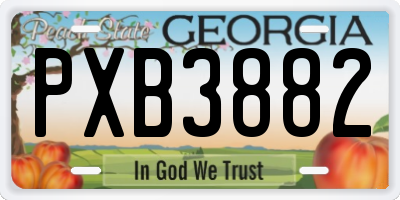 GA license plate PXB3882