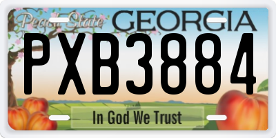 GA license plate PXB3884