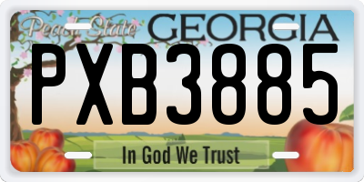 GA license plate PXB3885