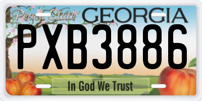 GA license plate PXB3886
