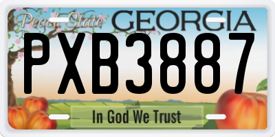 GA license plate PXB3887