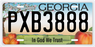 GA license plate PXB3888