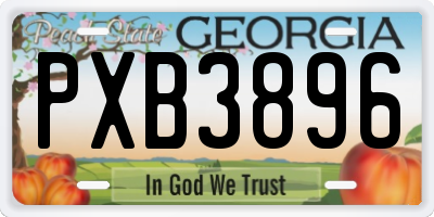 GA license plate PXB3896