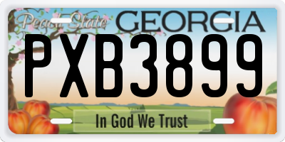 GA license plate PXB3899