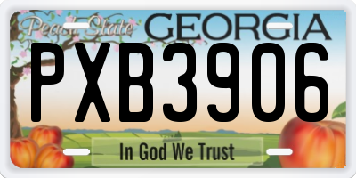 GA license plate PXB3906