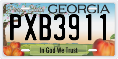 GA license plate PXB3911