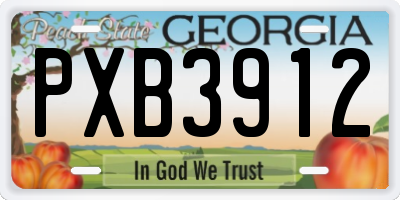 GA license plate PXB3912
