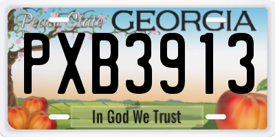 GA license plate PXB3913