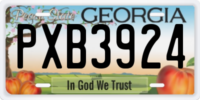 GA license plate PXB3924