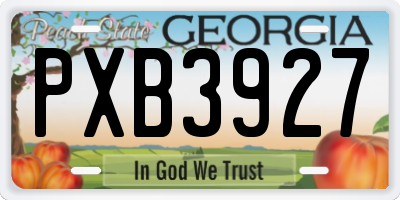 GA license plate PXB3927