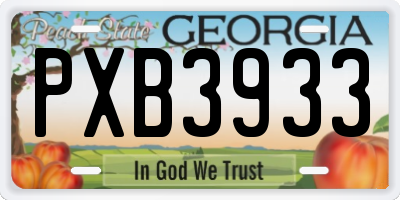 GA license plate PXB3933