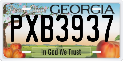GA license plate PXB3937